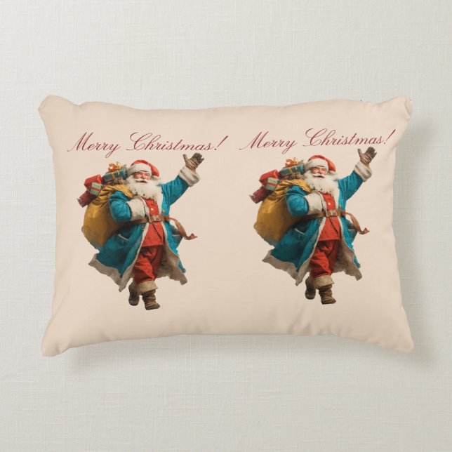Klassiek Kerstman Persoonlijk Kerstontwerp Accent Kussen (Voorkant)