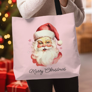 Klassiek Kerstman Roze Merry Christmas Design Tote Bag