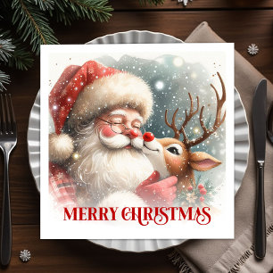 Klassiek Kerstman Rudolph Kerst Diner Feestje Servet
