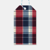 Klassiek Kerstmis Blauw en Rood Karo Cadeaulabel (Voorkant)