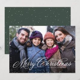 Klassiek Kerstmis één-foto groen Feestdagenkaart