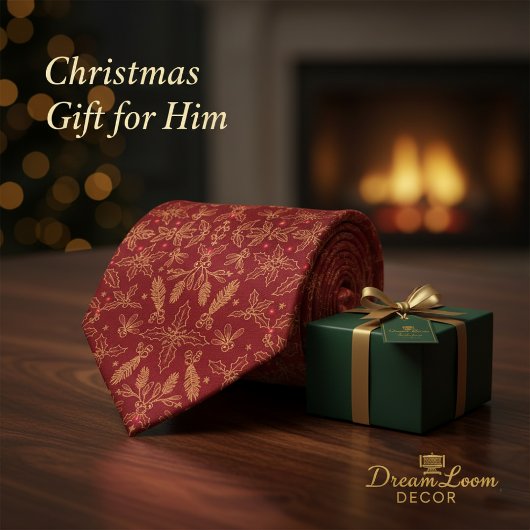 Klassiek Kerstmis Hulst Maretak Patroon Stropdas
