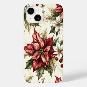 Klassiek Kerstmis Kerstdag Poinsettia Hulst Kerst Case-Mate iPhone 14 Hoesje