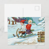 Klassiek Kerstmis Kinderen Sleden Briefkaart (Voorkant / Achterkant)