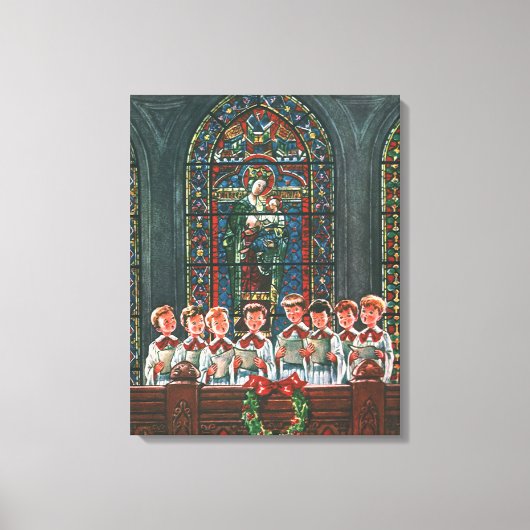 Klassiek Kerstmis Kinderen Zingend Koor in Kerk Canvas Afdruk (Voorkant)