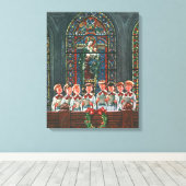 Klassiek Kerstmis Kinderen Zingend Koor in Kerk Canvas Afdruk (Insitu (Houten vloer))