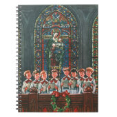 Klassiek Kerstmis Kinderen Zingend Koor in Kerk Notitieboek (Voorkant)