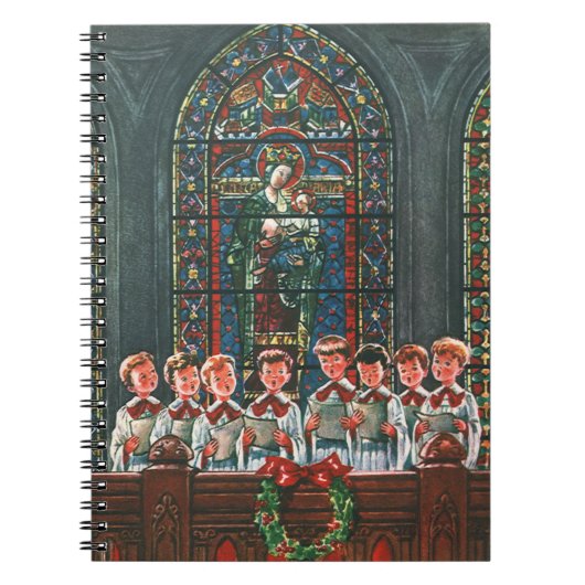 Klassiek Kerstmis Kinderen Zingend Koor in Kerk Notitieboek (Voorkant)