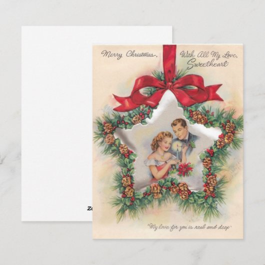 Klassiek Kerstmis Koppel Liefhebbers Feestdagenkaart (Voorkant / Achterkant)