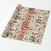 Klassiek Kerstmis met Vintage Patchwork Cadeaupapier (Uitgerold)