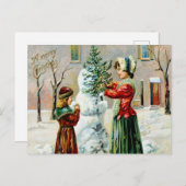 Klassiek Kerstmis Moeder en Dochter  Feestdagenkaart (Voorkant / Achterkant)