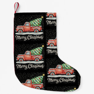 Klassiek Kerstmis Ouderwetse Rode Truck Kleine Kerstsok