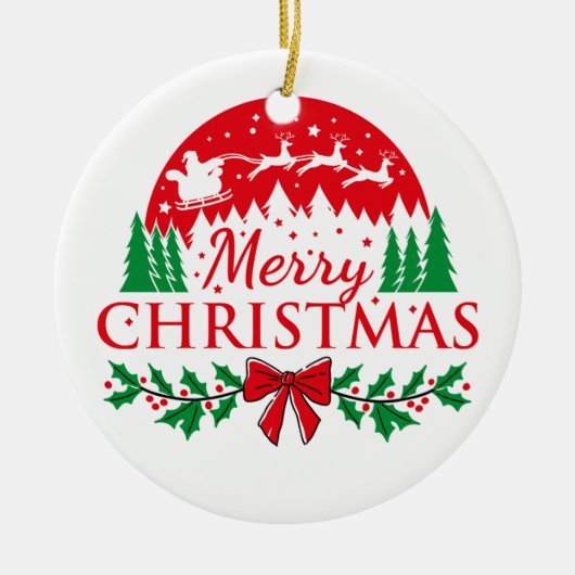 "Klassiek Kerstmis Rendier & Kerstman Ornament (Voorkant)