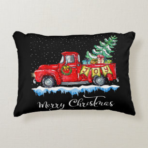 Klassiek Kerstmis Rode Truck Ouderwetse Ch Accent Kussen