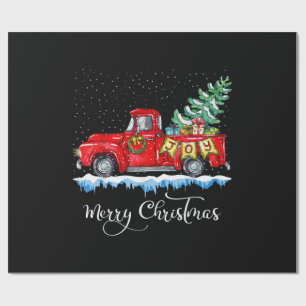 Klassiek Kerstmis Rode Truck Ouderwetse Ch Cadeaupapier