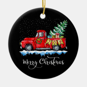 Klassiek Kerstmis Rode Truck Ouderwetse Ch Keramisch Ornament