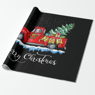 Klassiek Kerstmis Rode Truck Ouderwetse Kerst Cadeaupapier