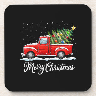 Klassiek Kerstmis Rode Truck Ouderwetse Kerstmis Bier Onderzetter
