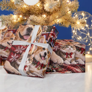 Klassiek Kerstmis Rood / Bourgondiërood Cadeaupapier