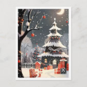 Klassiek Kerstmis Sneeuw Briefkaart (Voorkant)