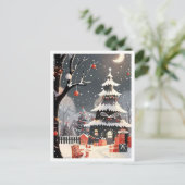 Klassiek Kerstmis Sneeuw Briefkaart (Staand voorkant)