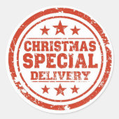 Klassiek Kerstmis Speciale Levering Ronde Sticker (Voorkant)