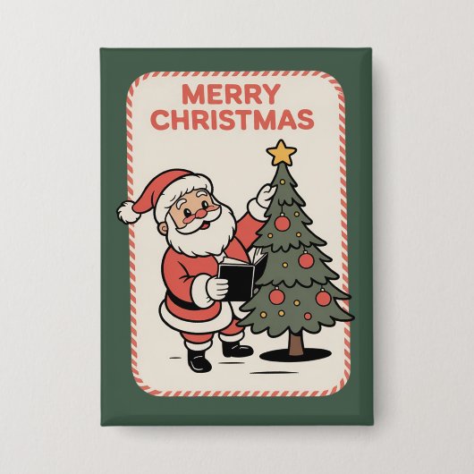 Klassiek Kerstmis Vakantie Kerstman Leest  Button (Voorkant)