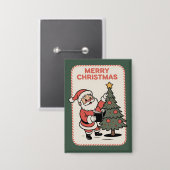 Klassiek Kerstmis Vakantie Kerstman Leest  Button (Voorkant / Achterkant)