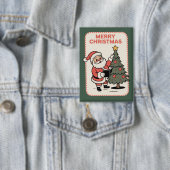 Klassiek Kerstmis Vakantie Kerstman Leest  Button (Insitu)