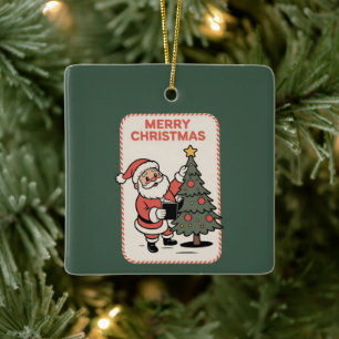 Klassiek Kerstmis Vakantie Kerstman Leest Keramisch Ornament