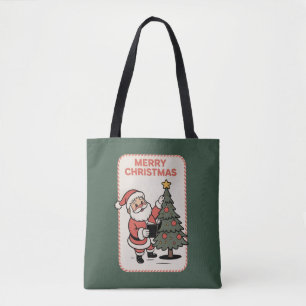 Klassiek Kerstmis Vakantie Kerstman Leest Tote Bag