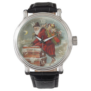 Klassiek Kerstmis Victoriaans Sint Nicolaas op dak Horloge