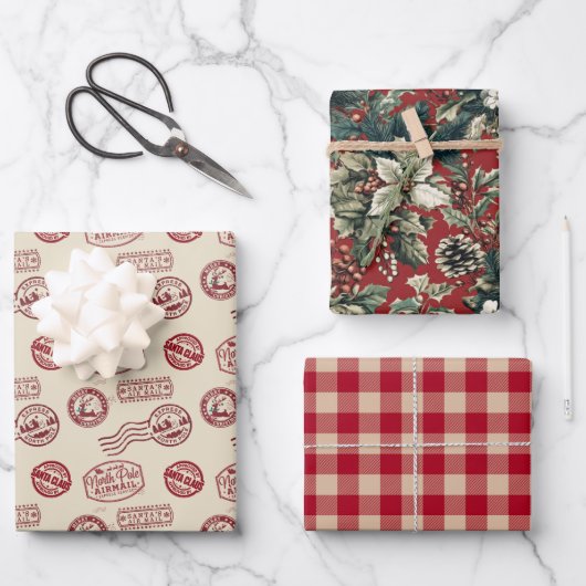 Klassiek Kerstmis Vintage Inpakpapier Vel (Voorkant)
