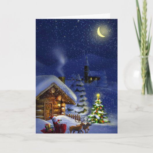 Klassiek Kerstmis Vrolijk Kerstfeest Feestdagen Kaart (Voorkant)