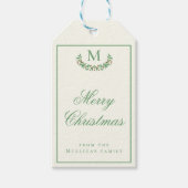 Klassiek kerstmonogram cadeaulabel (Voorkant)