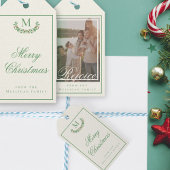 Klassiek kerstmonogram cadeaulabel