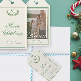 Klassiek kerstmonogram cadeaulabel