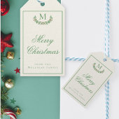 Klassiek kerstmonogram cadeaulabel
