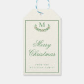 Klassiek kerstmonogram cadeaulabel (Achterkant)