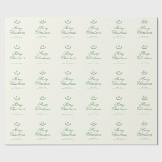 Klassiek kerstmonogram cadeaupapier (Vlak)