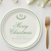 Klassiek kerstmonogram papieren bordje