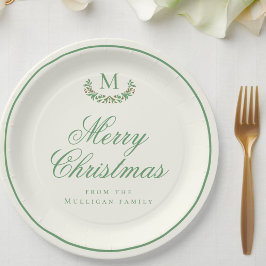 Klassiek kerstmonogram papieren bordje