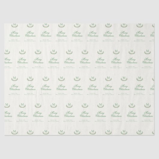 Klassiek kerstmonogram tissuepapier (Voorkant)