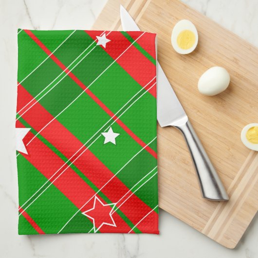 Klassiek kerstpatroon in rood en groen theedoek (Quarter Fold)
