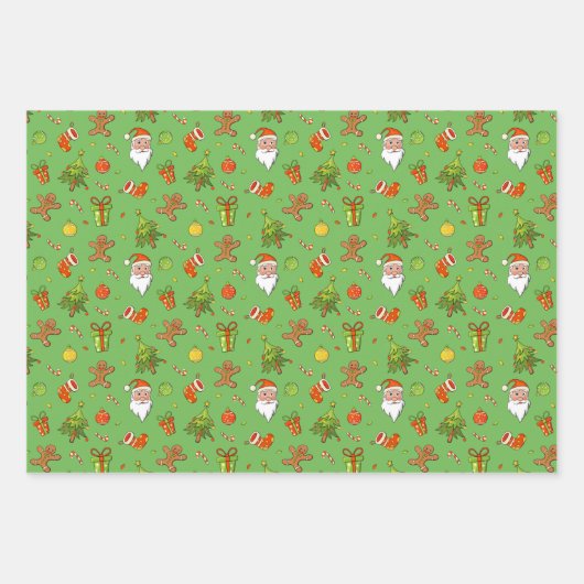 Klassiek kerstpatroon inpakpapier vel (Voorkant 2)