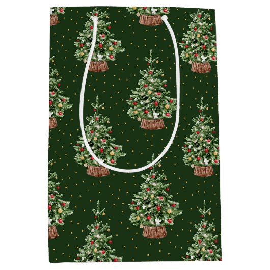Klassiek Kerstpatroon Medium Cadeauzakje (Voorkant)