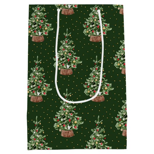 Klassiek Kerstpatroon Medium Cadeauzakje (Achterkant)