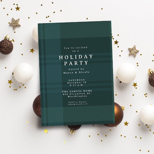 Klassiek Kerstplaid eenvoudig groen feestje Kaart