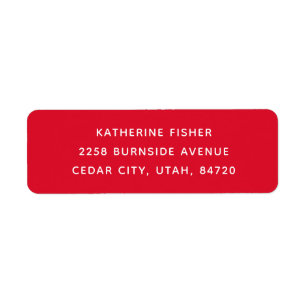 Klassiek kerstrood minimalistisch vakantieadres etiket