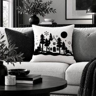 Klassiek Kerstscène Monochroom Accent Kussen A